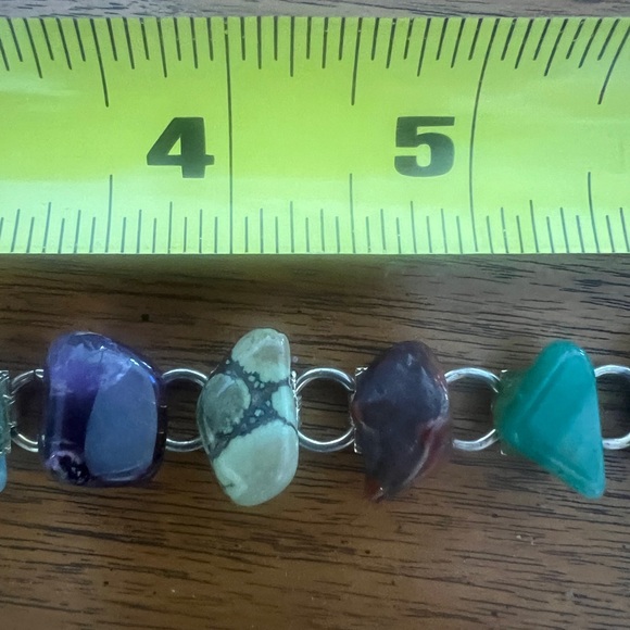 1970’s vintage gold tone panel link bracelet with mixed gemstones - Picture 12 of 13